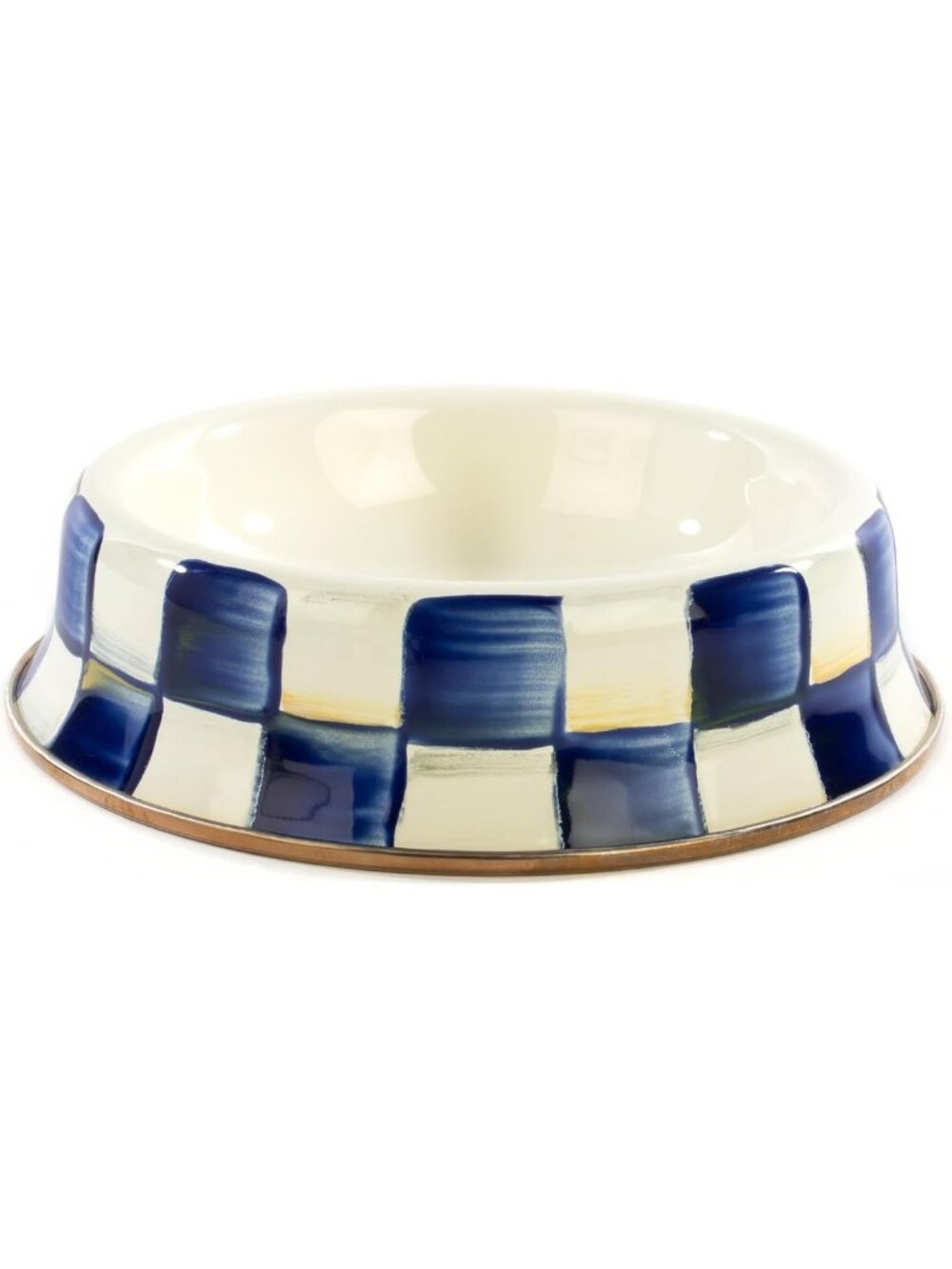 Small Blue-and-White Enamel Pet Dish - Stylish & Durable for Dogs/Cats